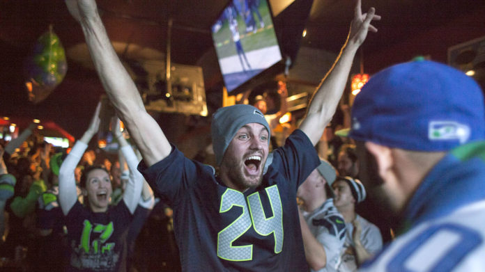 Seattle Seahawks Fans Gather To Watch The Super Bowl Against The Denver Broncos