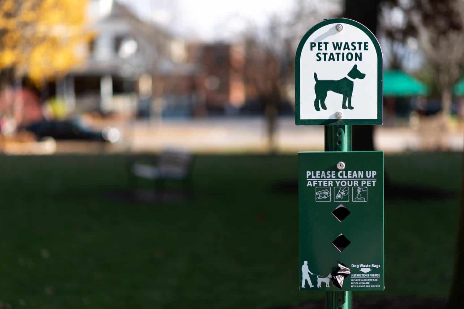 pet waste station in park