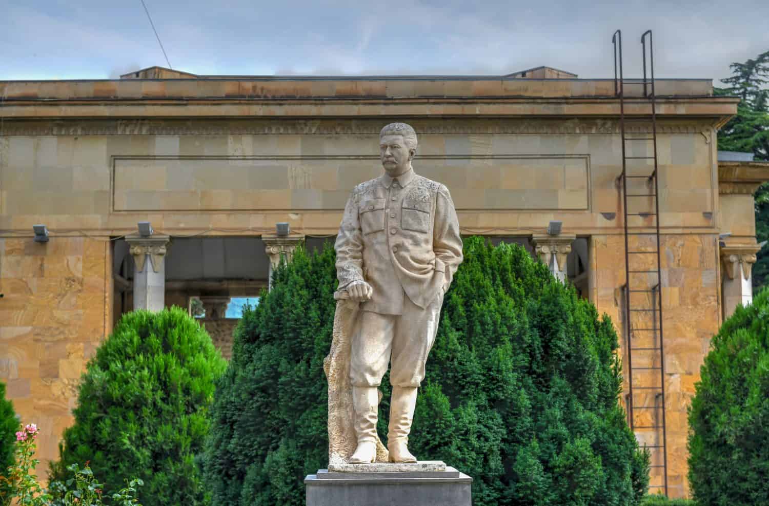 Sculpture of Joseph Stalin outside his house and museum In Gori, Georgia.