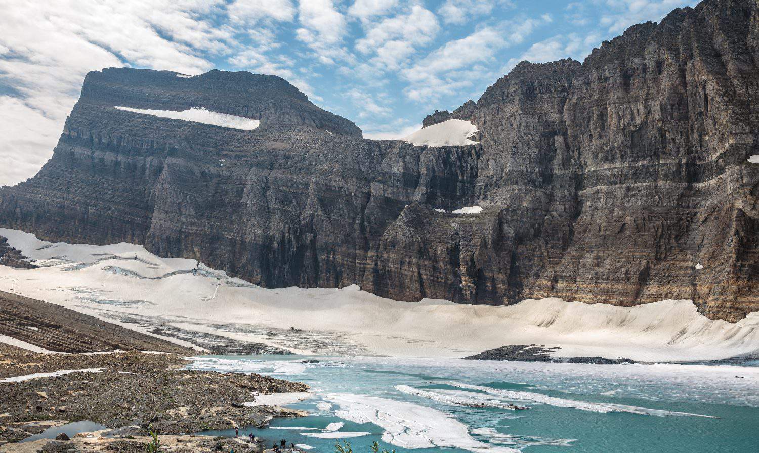 Beautiful Clear Day on Grinnell Glacier at Glacier National Park, Montana