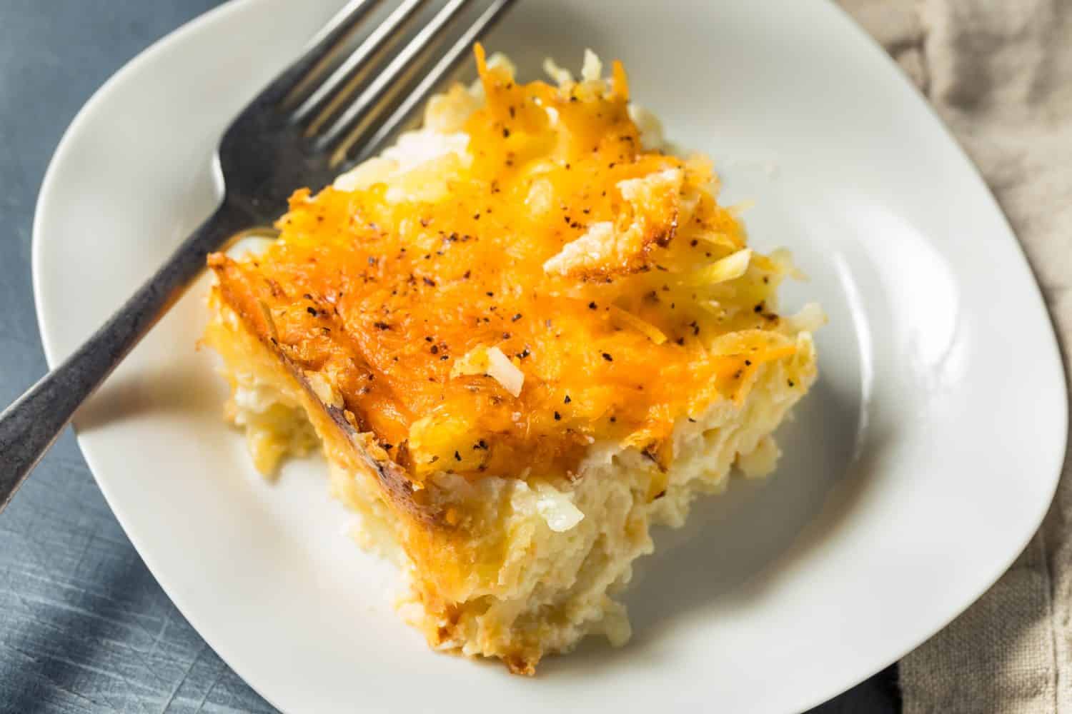 Homemade Cheesy Hashbrown Casserole with Potatoes and Cream