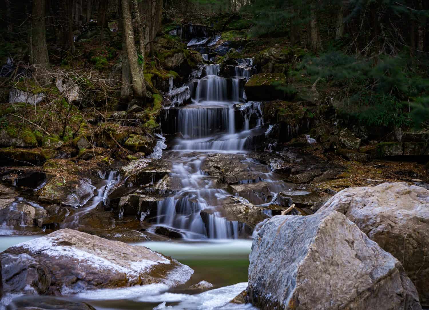 Hidden falls in Bristol Vermont in the winter