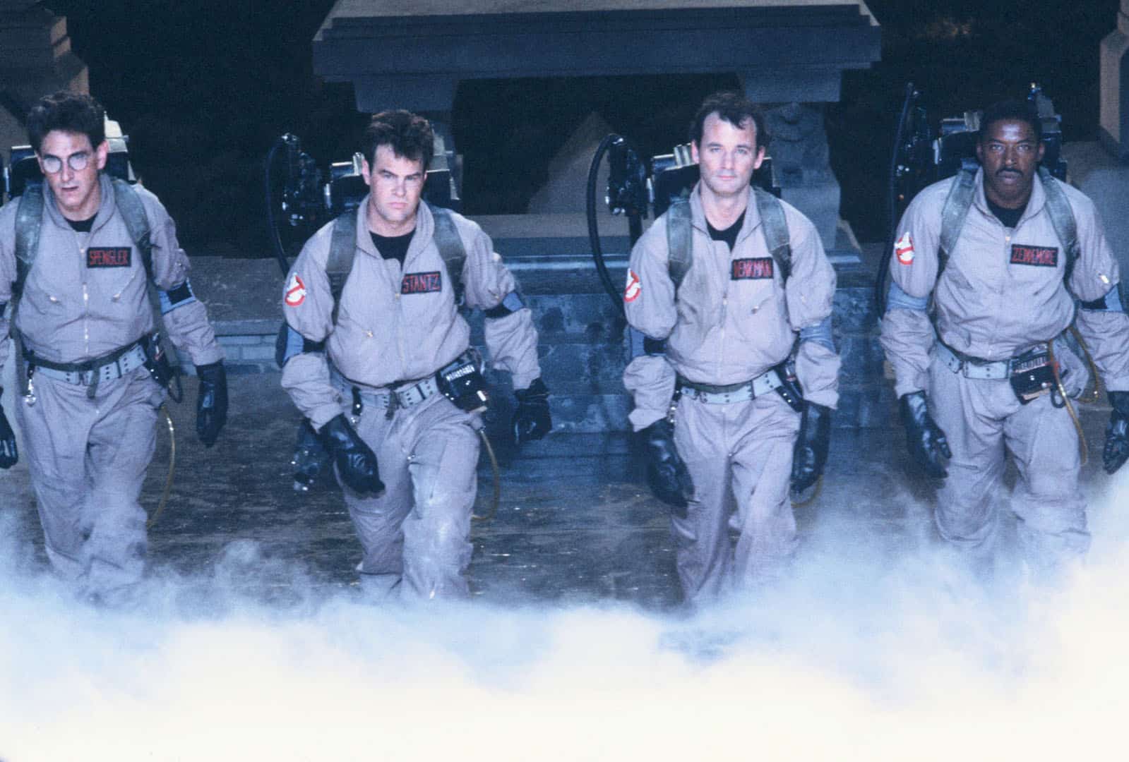 Dan Aykroyd, Bill Murray, Harold Ramis, and Ernie Hudson in Ghostbusters (1984)
