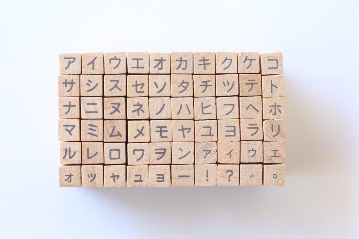 Rubber stamps of Katakana, a type of Japanese alphabets