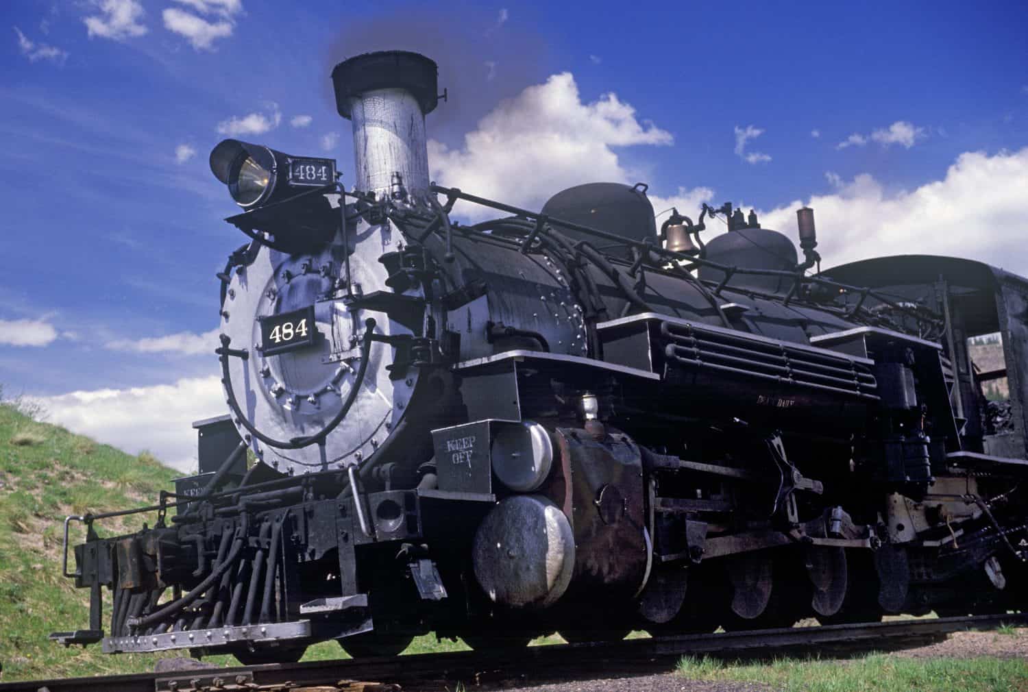 The Cumbres and Toltec Scenic Railroad traveling from Chama, New Mexico to Antonio, Colorado