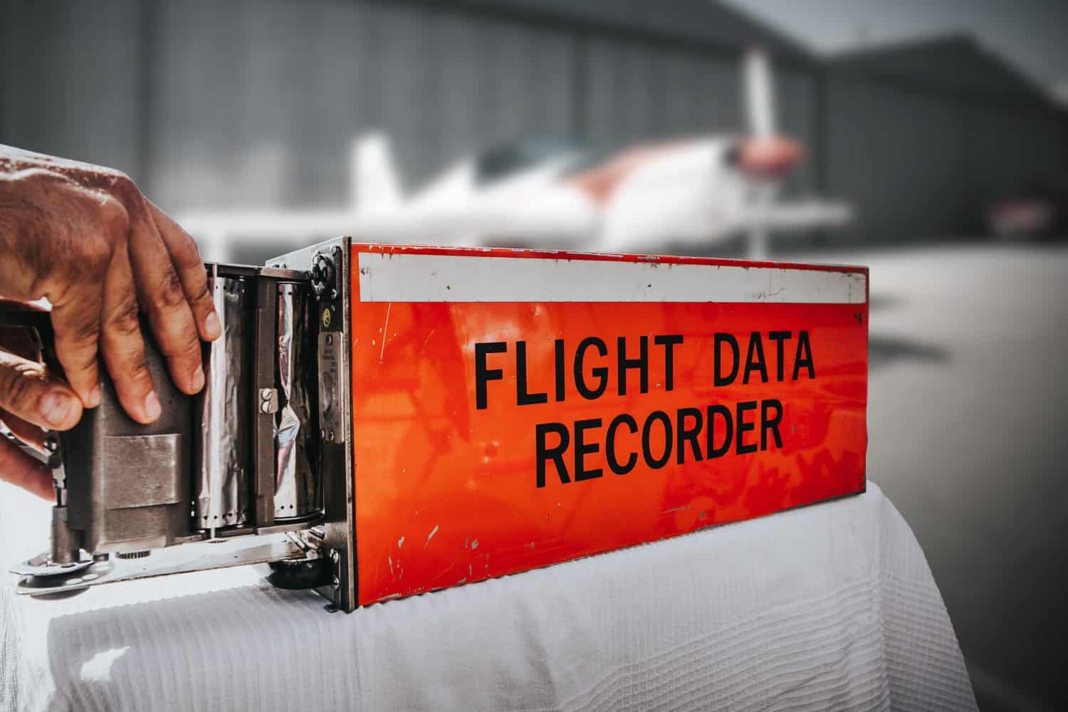 Flight data recorder from a plane. Black box.