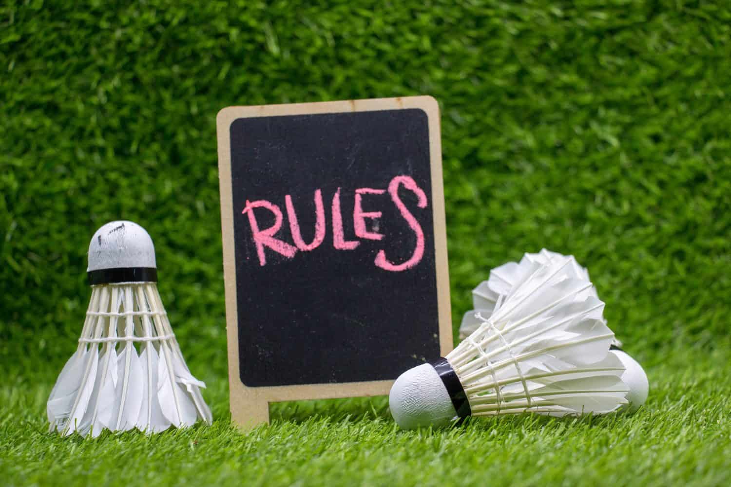 Rules of Badminton with shuttlecocks on green grass