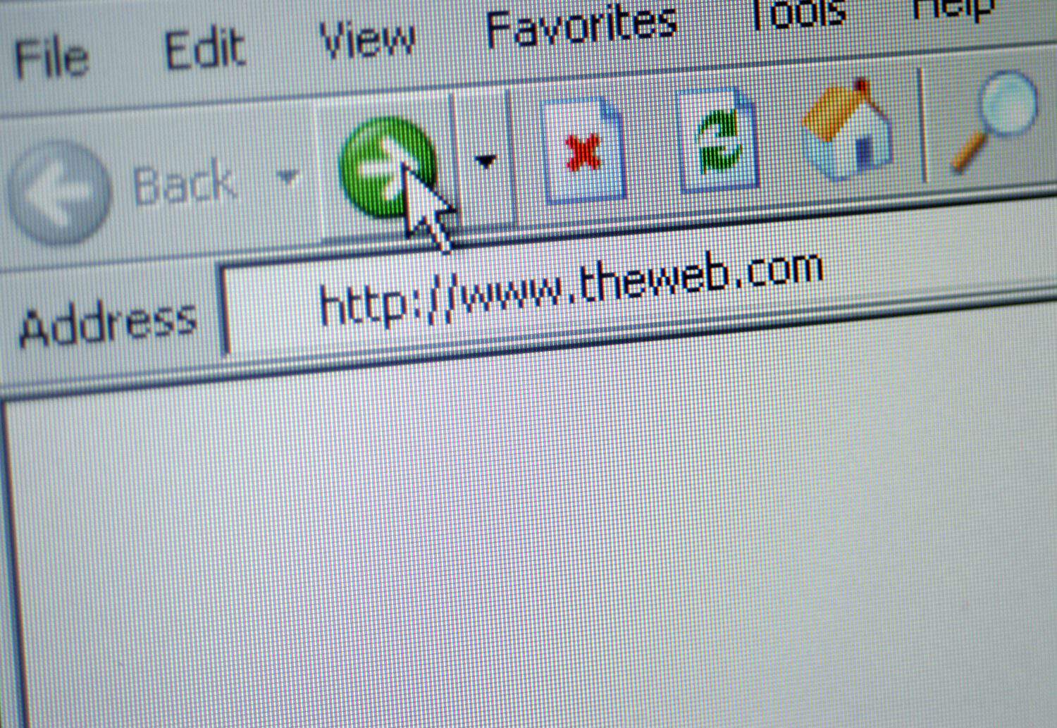 Close up of web browser