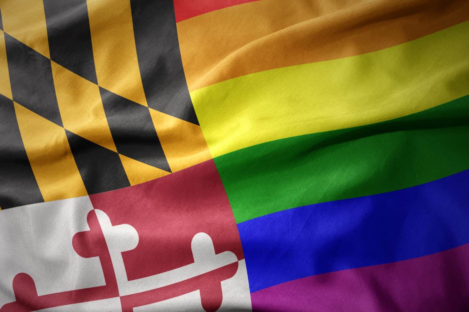 waving maryland state colorful rainbow gay pride flag banner