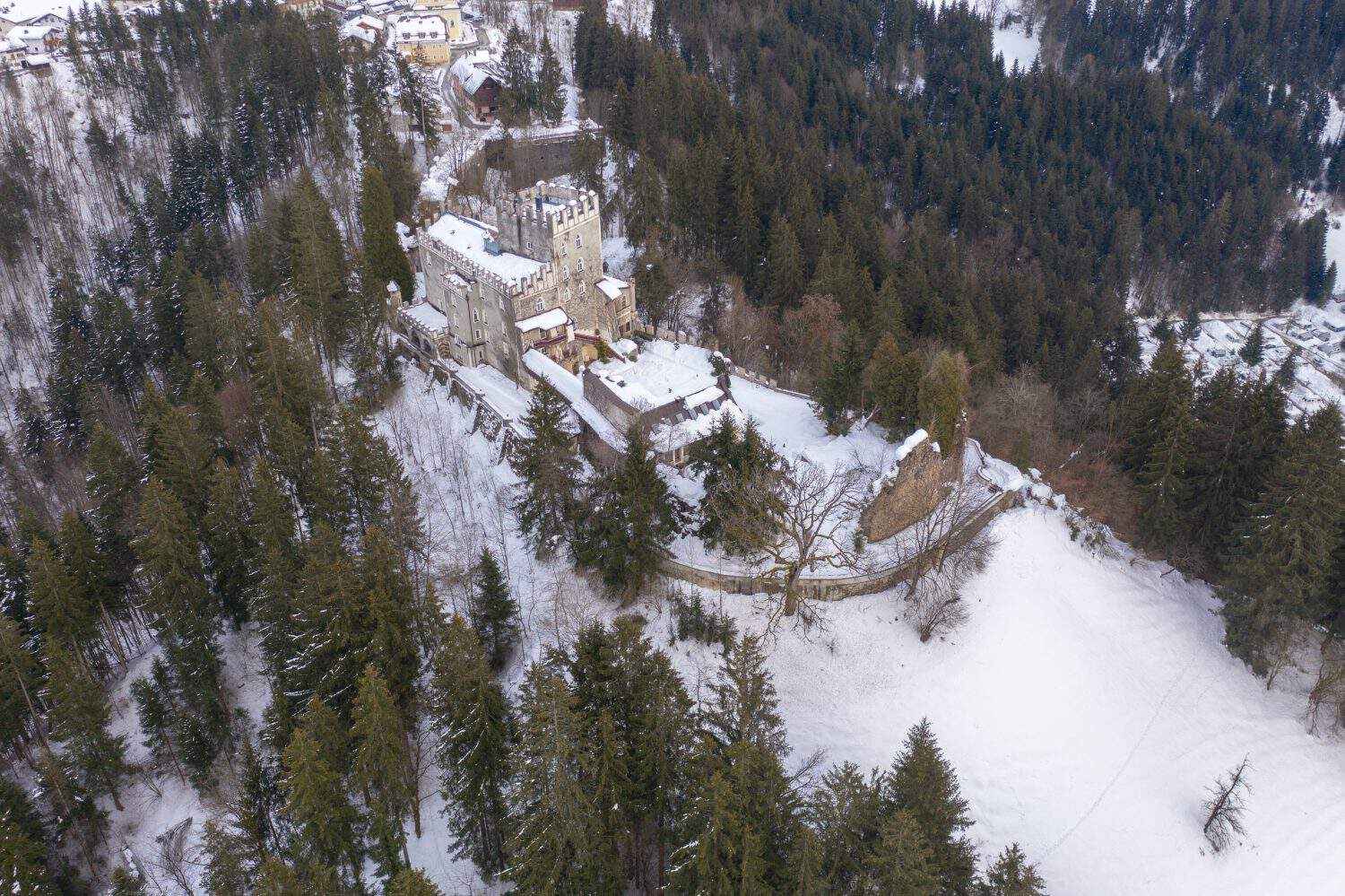 The snow covered castle of Itter, Austria in the winter season.