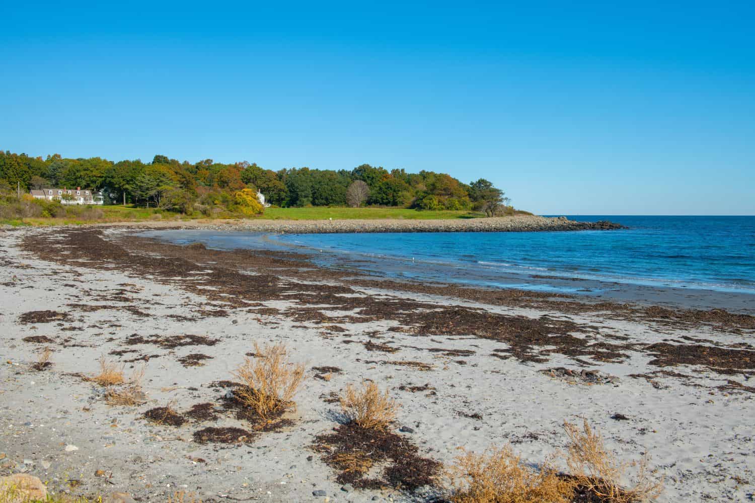 Seapoint Beach in fall next to Crescent Beach on Gerrish Island in Kittery Point, town of Kittery, Maine ME, USA.
