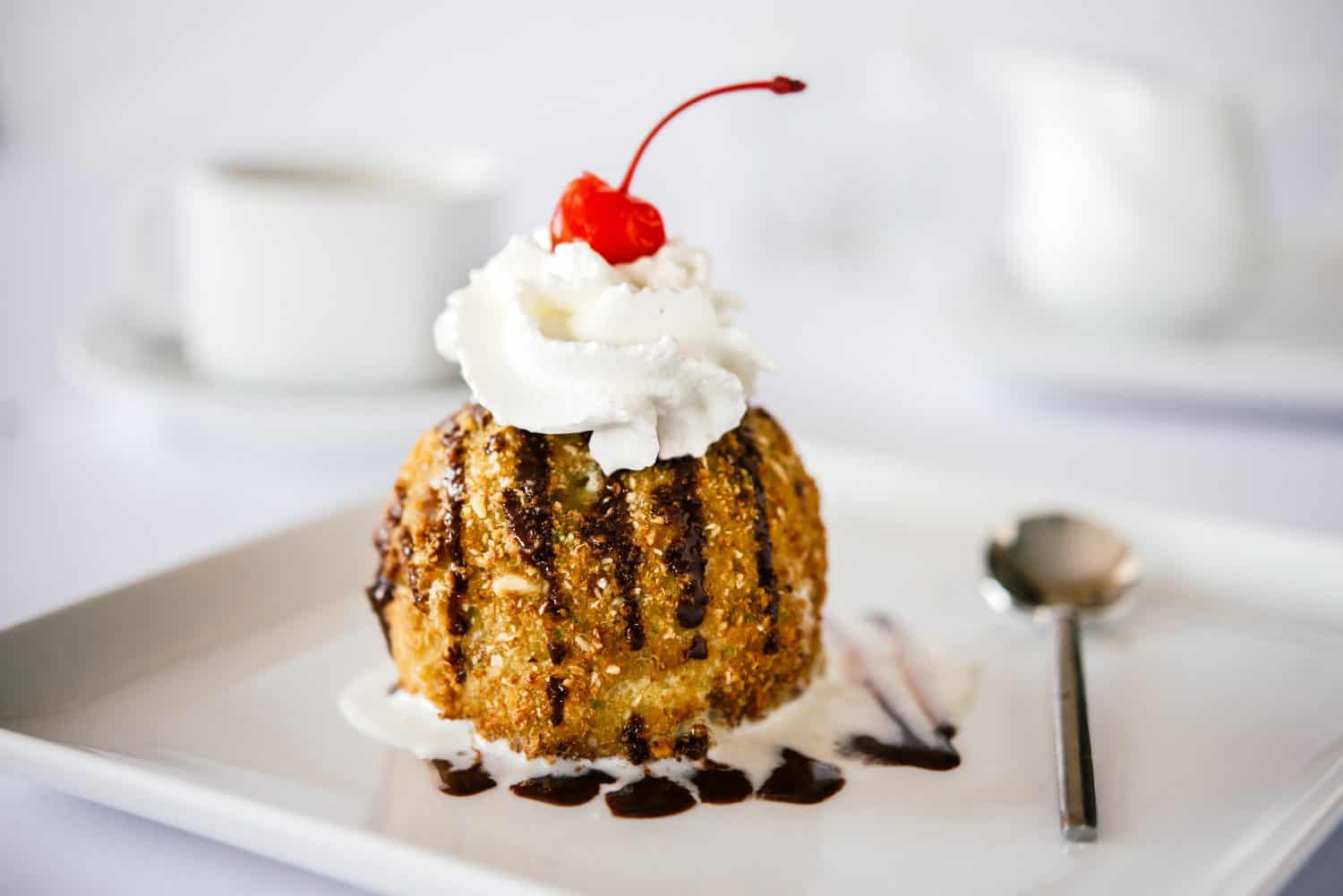 Fried ice cream served on white plate