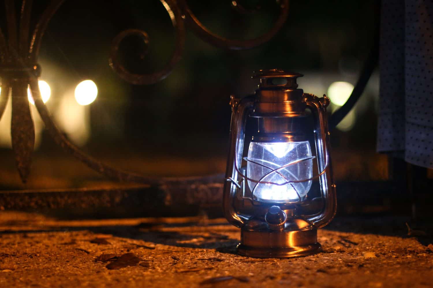 A lantern illuminates the way during a ghost tour in St. Augustine, Florida.