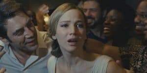 Javier Bardem and Jennifer Lawrence in Mother! (2017)