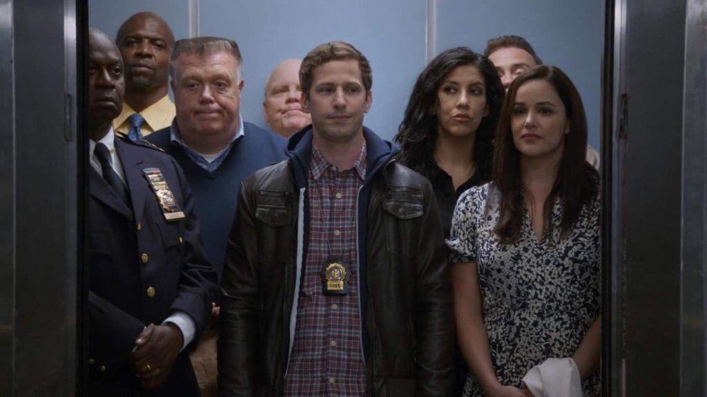 Brooklyn Nine-Nine, "The Last Day Pt 2" | Dirk Blocker, Andre Braugher, Terry Crews, Melissa Fumero, Joe Lo Truglio, Joel McKinnon Miller, Andy Samberg, and Stephanie Beatriz in Brooklyn Nine-Nine: The Last Day Pt 2 (2021)