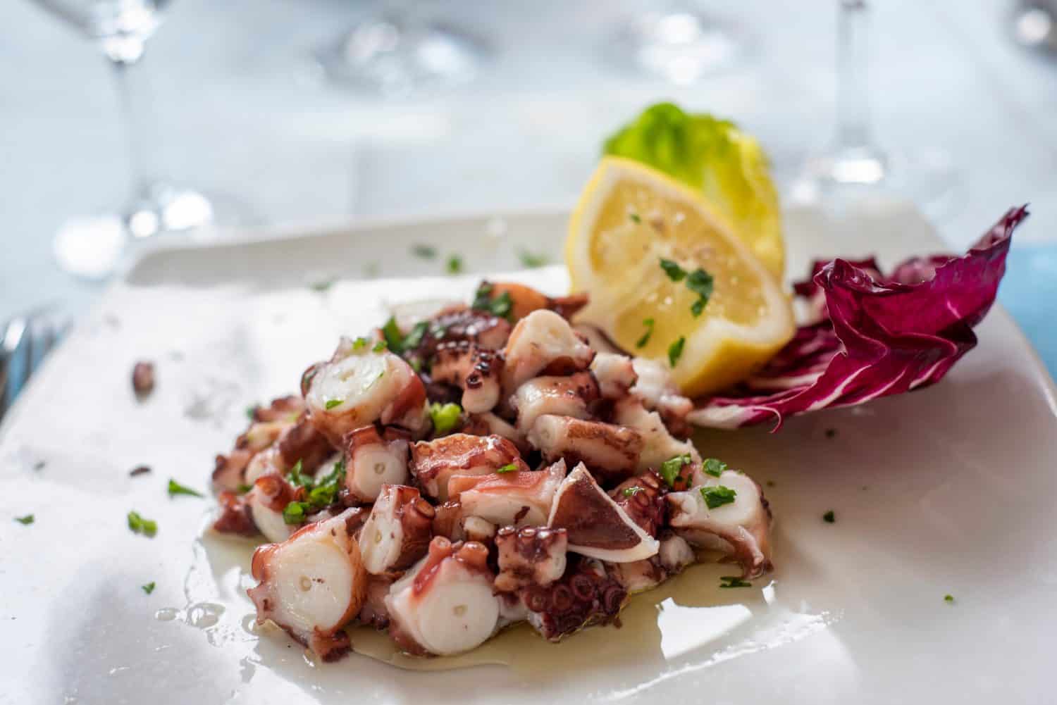 Clean Octopus Salad on a plate