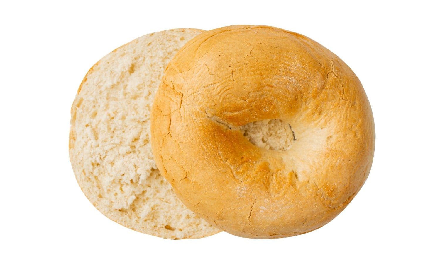 Halved Bagel Isolated, One Round Bread Bun, Wheat Bakery for Breakfast, Plain Circle Bagel Bread on White Background