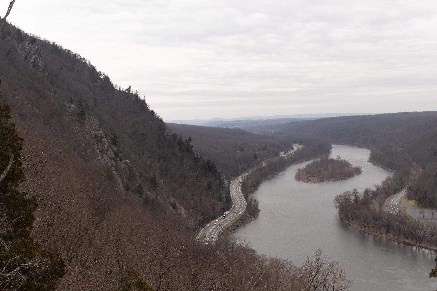 This is a picture taken at the Delaware Water Gap National Recreation Area. This is where the Delaware snakes in between New Jersey and Pennsylvania running through the Kittatinny ridge.
