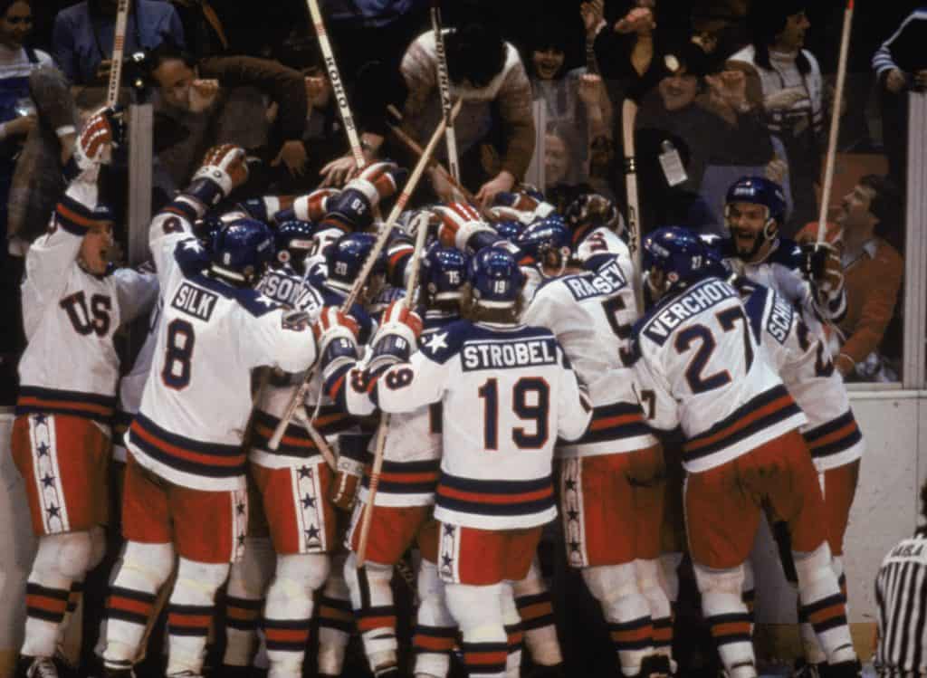 Team USA celebrates "the Miracle on Ice"