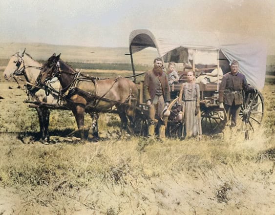 A Family Heads West in a Covered Wagon, 1886