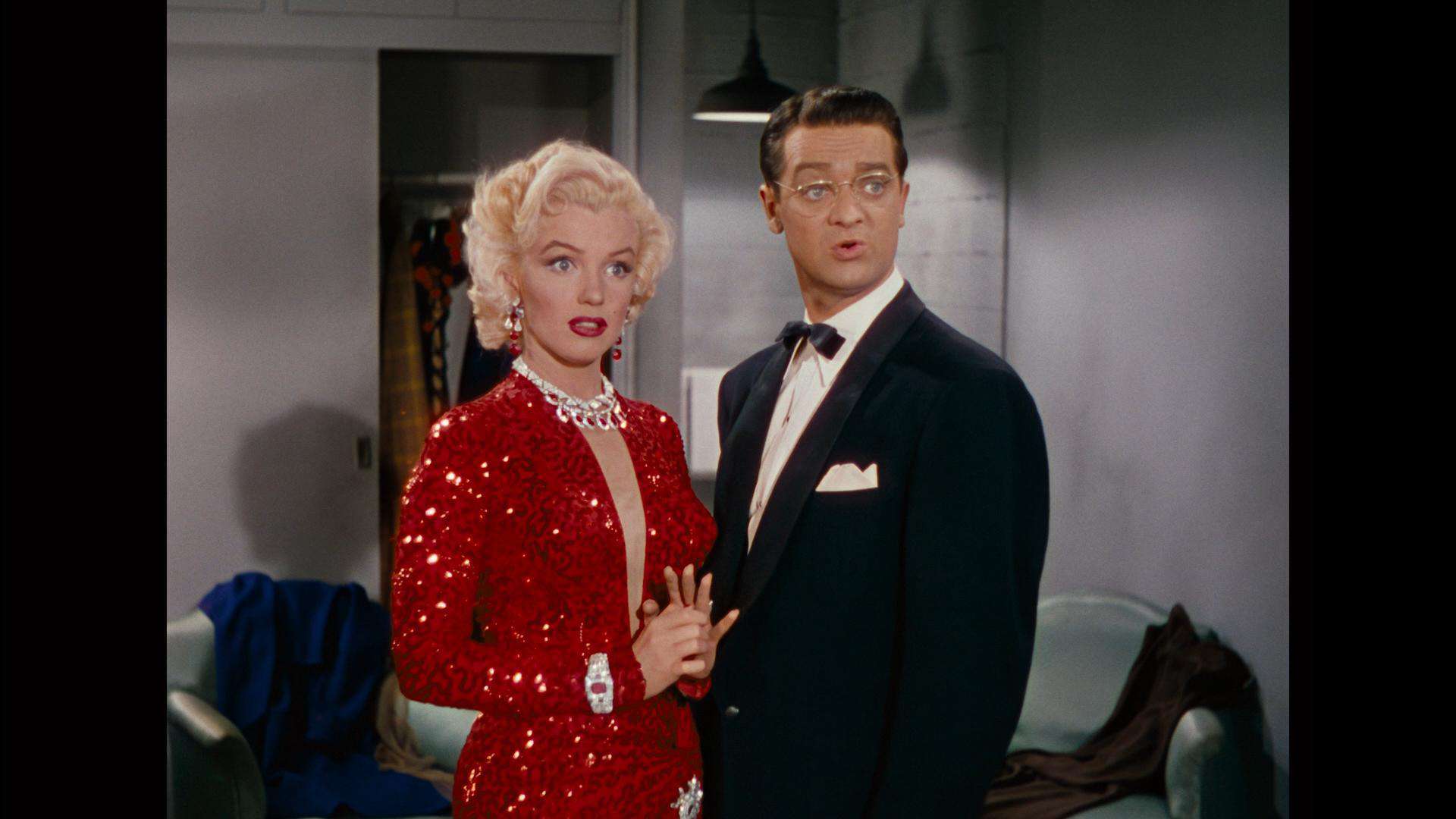 Lorelei Lee's pink gown and gloves in "Gentlemen Prefer Blondes"