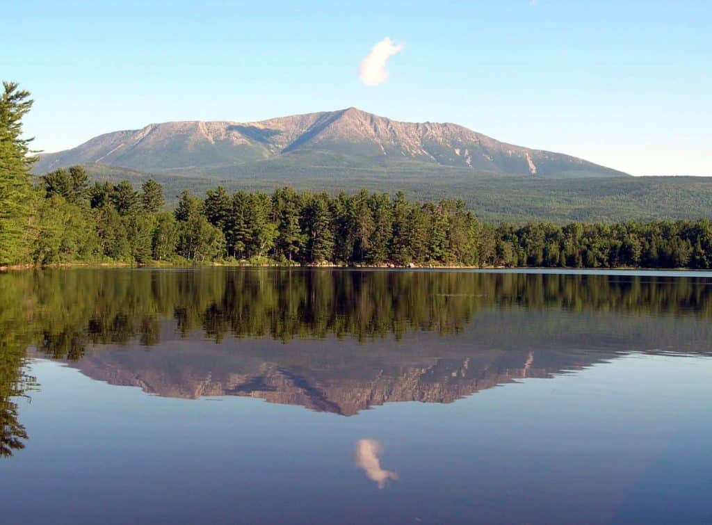 Mt Katahdin Baxter State Park Millinocket Maine end of Appalachian Trail at 5AM Togue Pond Camp Natarswi