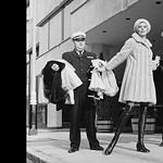 Model Pip Billington in a mink coat