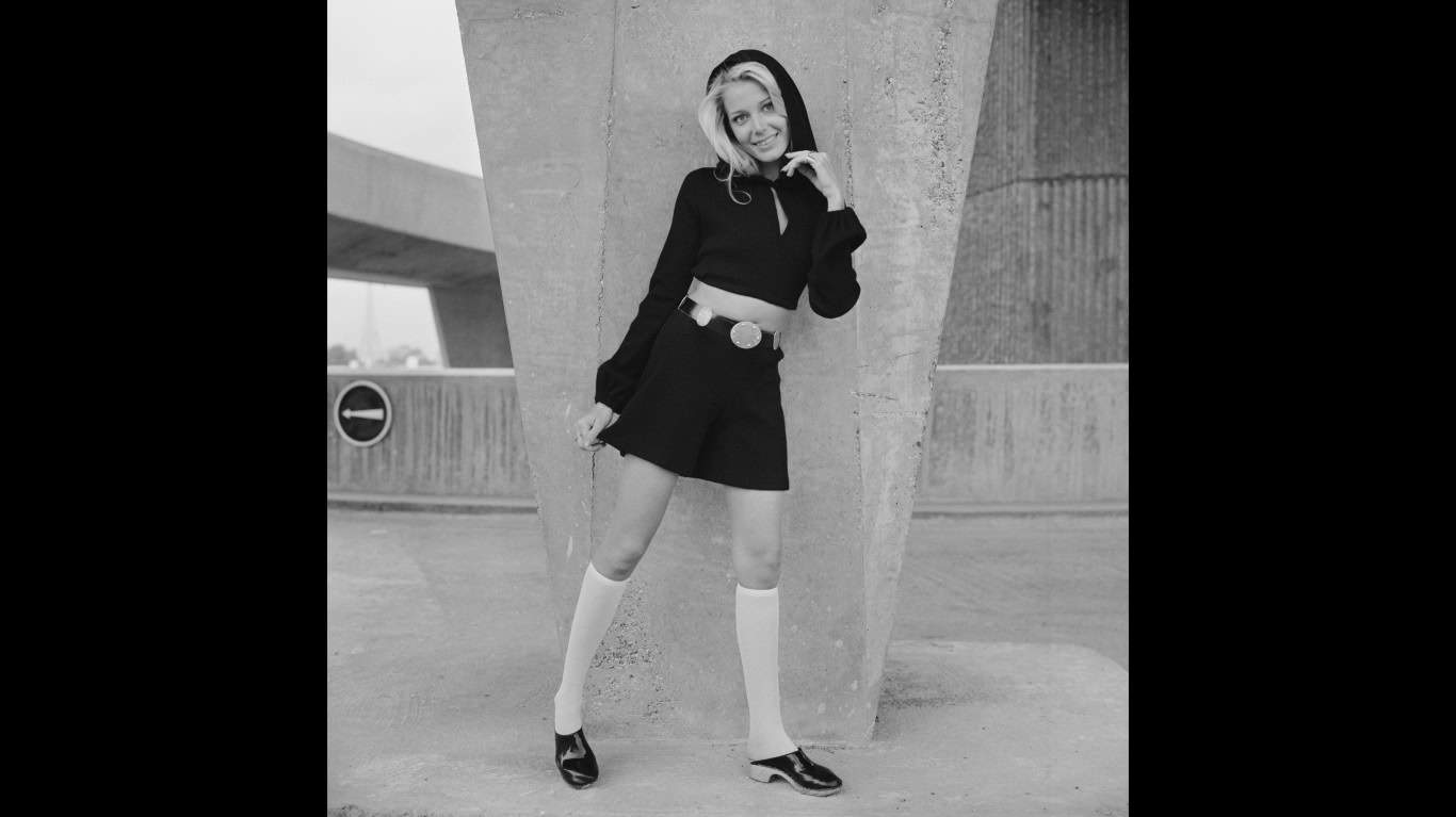 A model in London in culottes and a bolero top