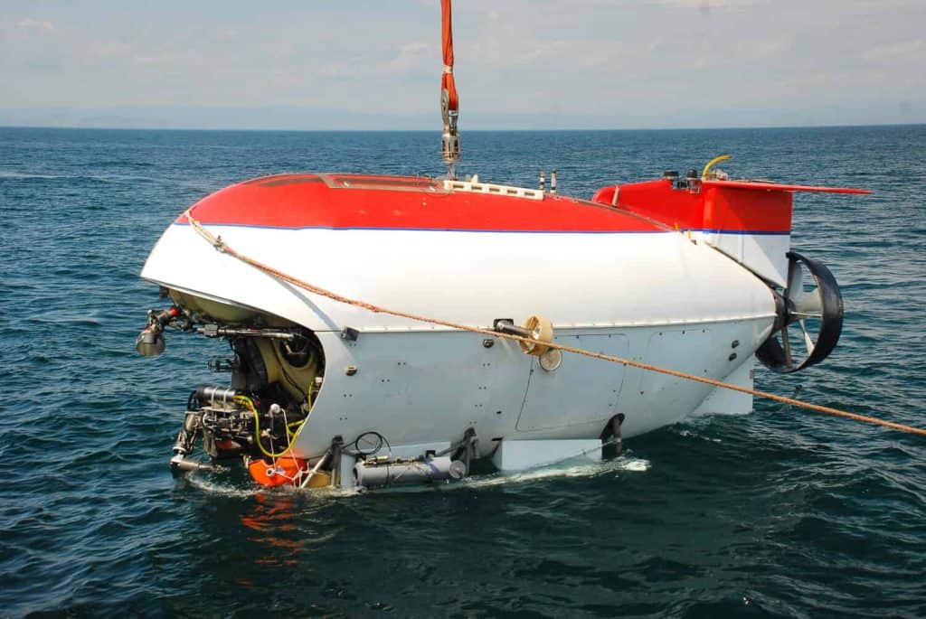 Submarine researching waters