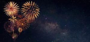 Fireworks with blur milky way background