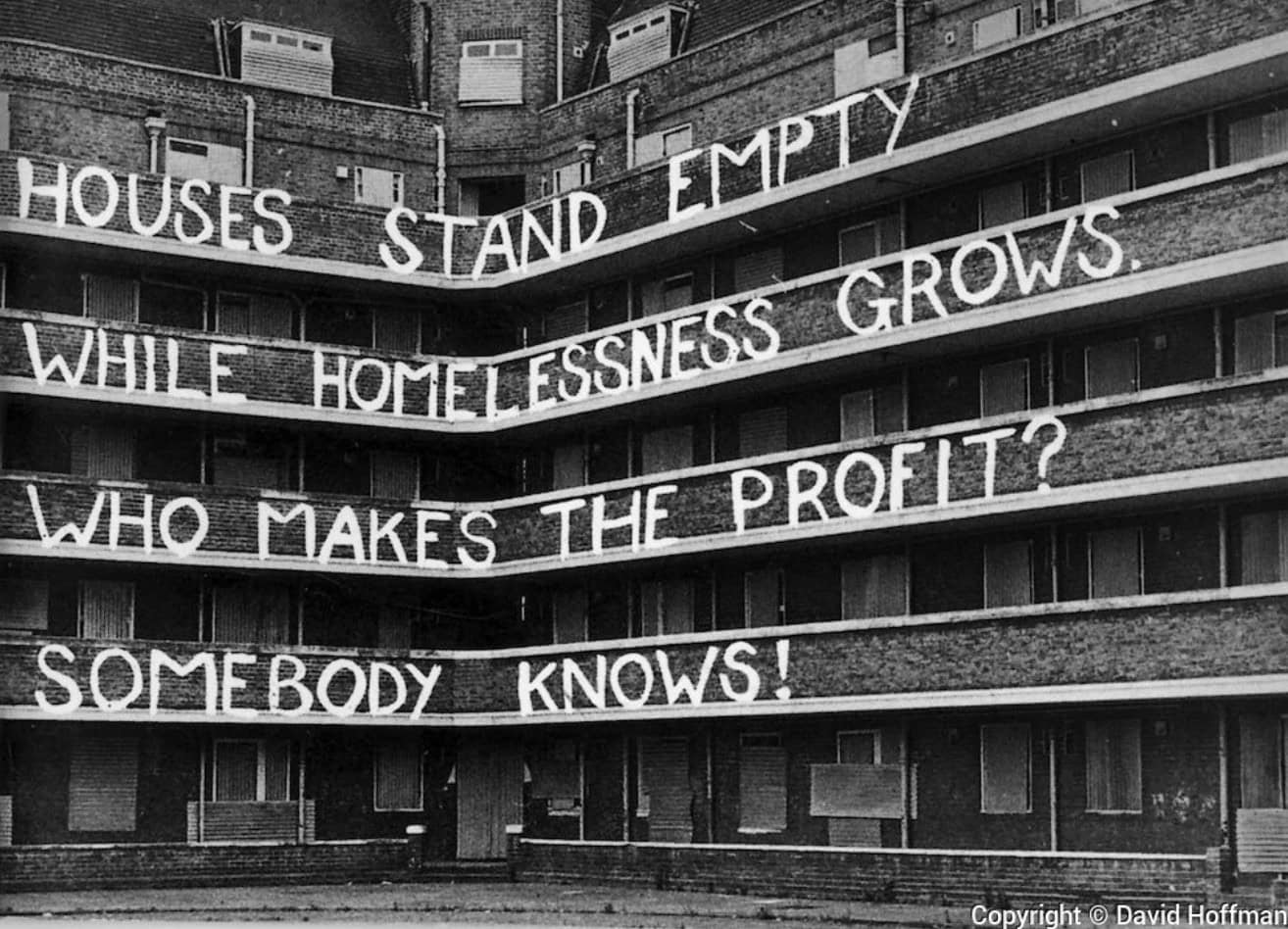 Housing Protest Message Across an Apartment Block