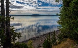 This is a view of massive Yellowstone Lake in September in Yellowstone National Park in Wyoming.