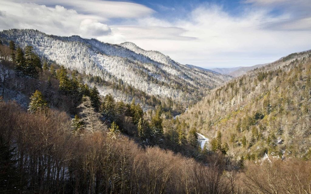 Gatlinburg Great Smoky Mountains National Park Winter Overlook Snow Landscape