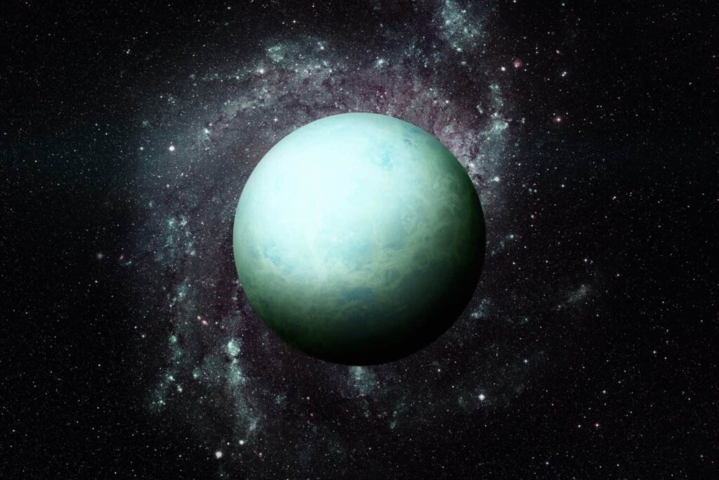 Solar System - Uranus. It is the seventh planet from the Sun and the third-largest in the Solar System. It is a giant planet. Uranus has 27 known satellites. Elements of this image furnished by NASA.