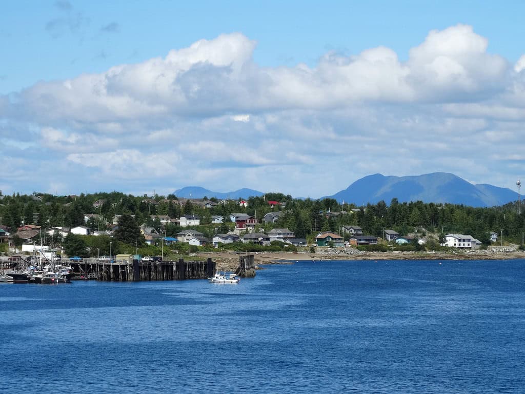 View of Bella Bella Waterfront from Passing Ferry - Inside Passage en route to Prince Rupert - British Columbia - Canada