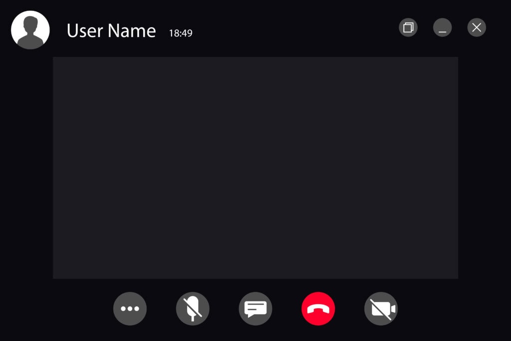 Video Call screen template. video call black Interface for social communicat - vector