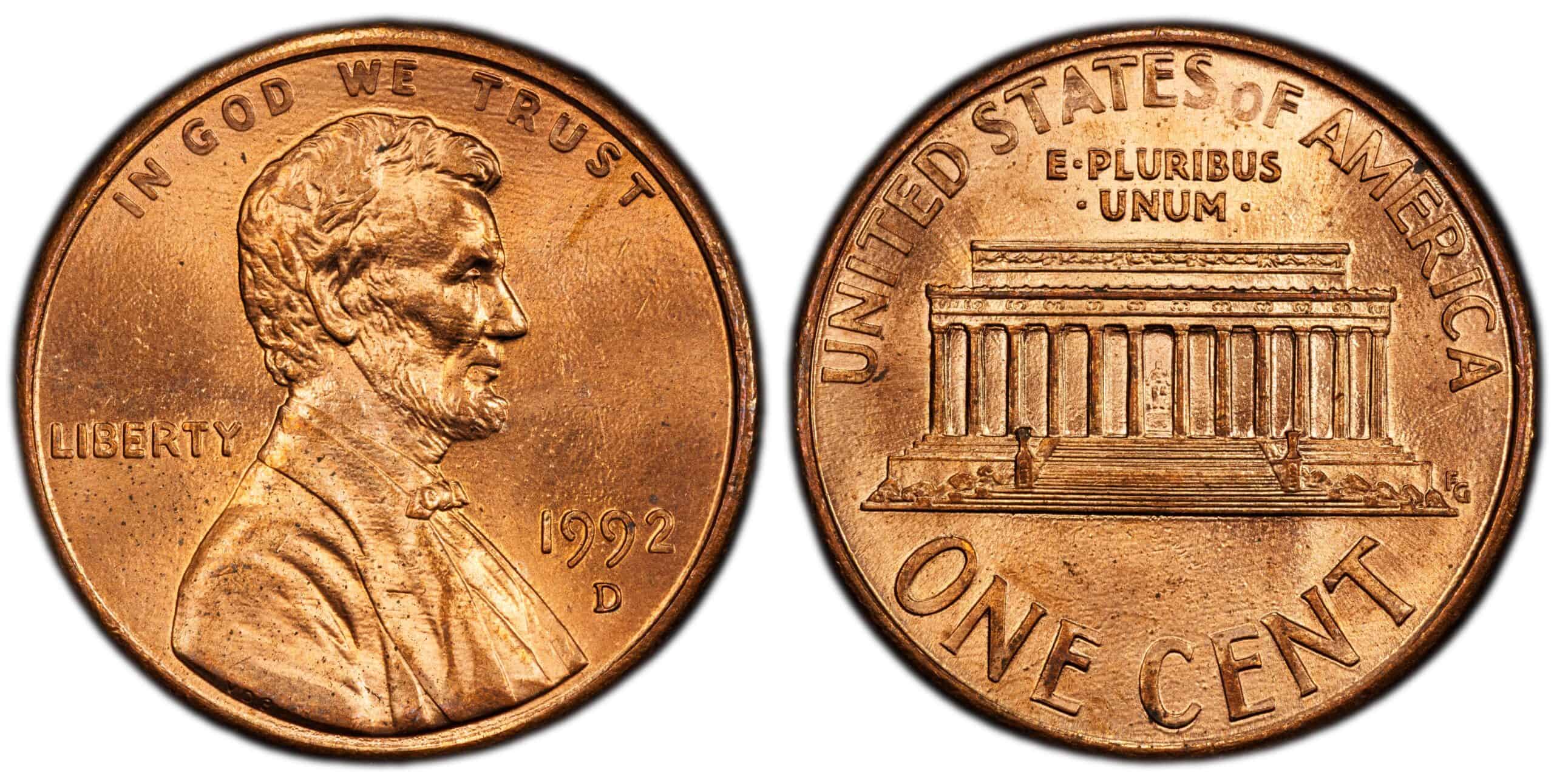 The 1992-D Penny Where the A and M Nearly Touch