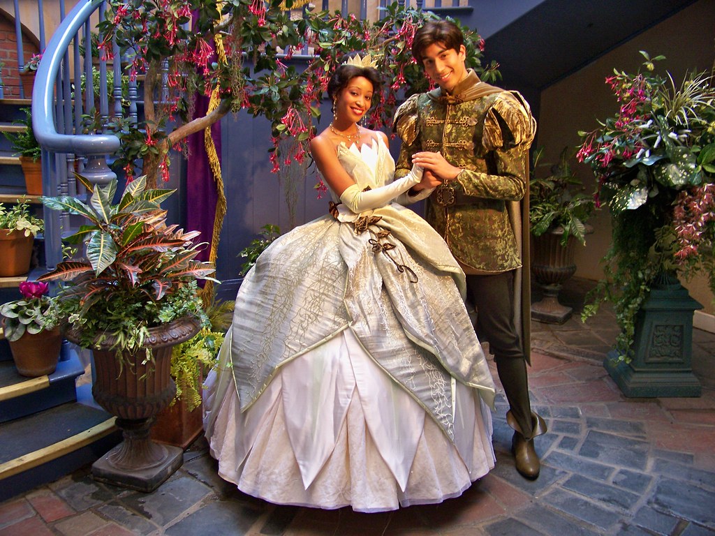 Tiana and Naveen at the Princess and the Frog Meet-And-Greet Area at the Court of Angels