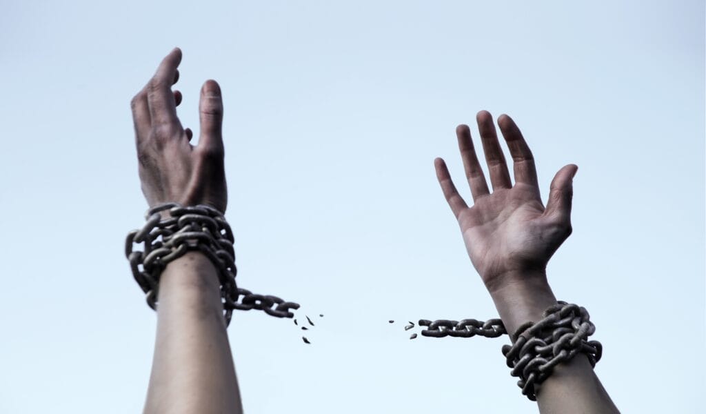 Close up jail law danger addict young sad guy ask god power joy help drug aid victory life. Closeup mental pain lady win sin limit old bind iron steel metal lock raise restrain will kidnap trap arrest