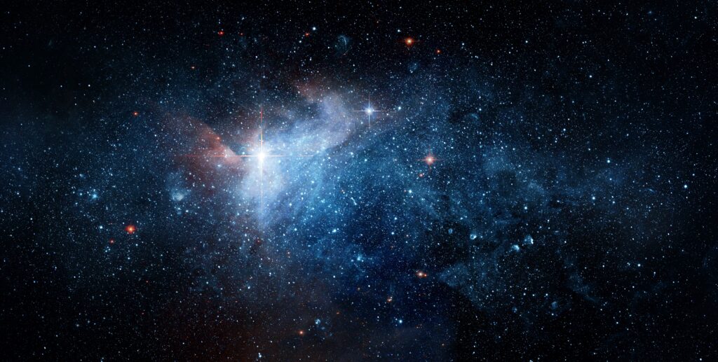Space scene with stars in the galaxy. Panorama. Universe filled with stars, nebula and galaxy,. Elements of this image furnished by NASA