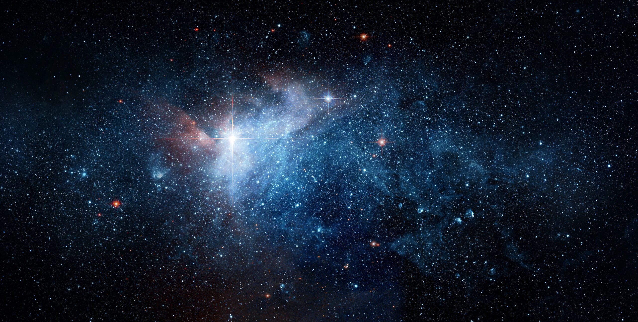 Space scene with stars in the galaxy. Panorama. Universe filled with stars, nebula and galaxy,. Elements of this image furnished by NASA