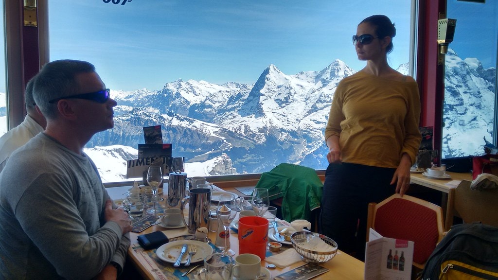 Brunch in the revolving Piz Gloria restaurant