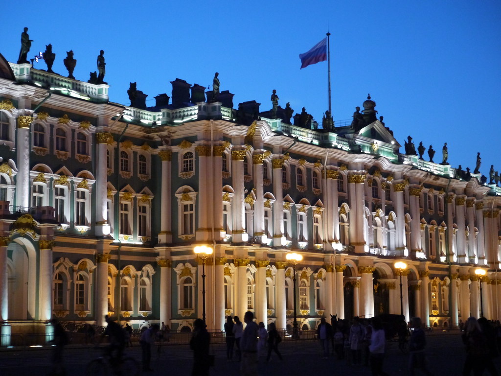 Statues atop the Winter Palace (Zimny Dvorets), State Hermitage Museum, St. Petersburg