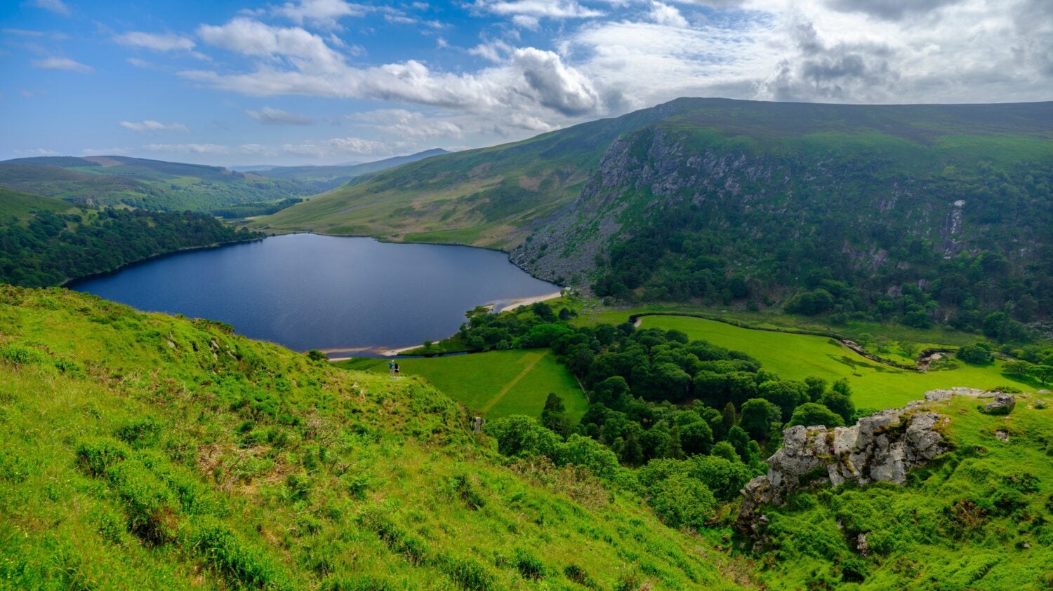 Wicklow, Ireland - June 23, 2024: Views of Lough Tay in the Wicklow mountains, Ireland