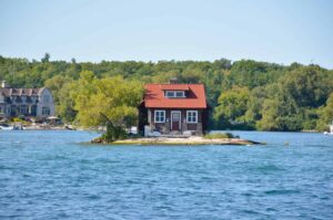 The Just Room Enough Island. 1000 Islands and Kingston in Ontario, Canada