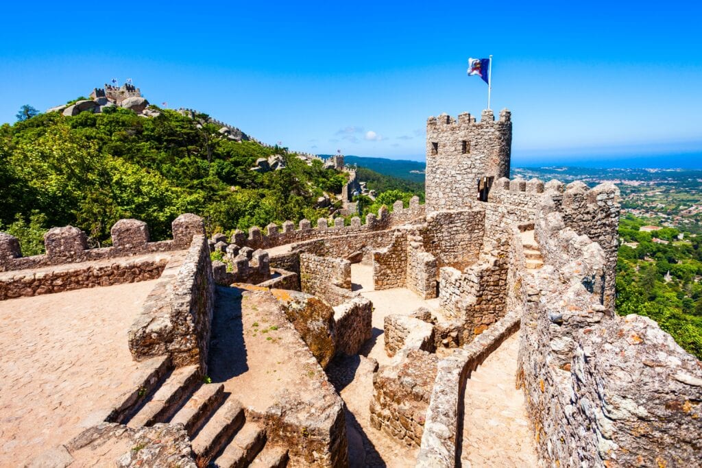 Castle of the Moors or Castelo dos Mouros is a hilltop medieval castle in Sintra town near Lisbon, Portugal