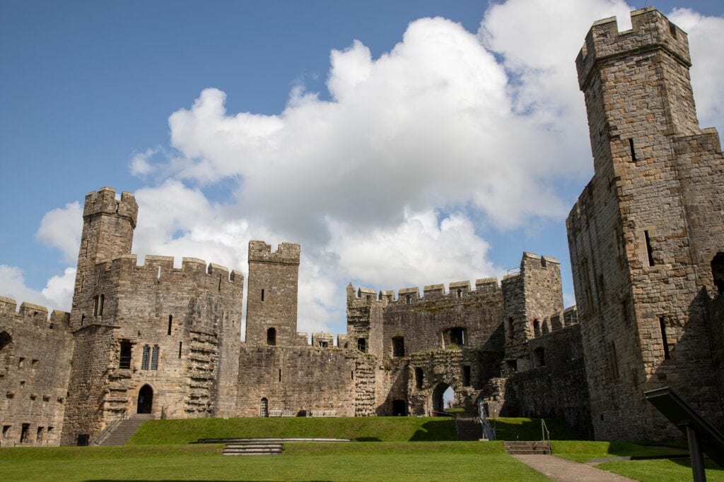 The interior walls of Caernarfon Castle in Caernarfon, Wales