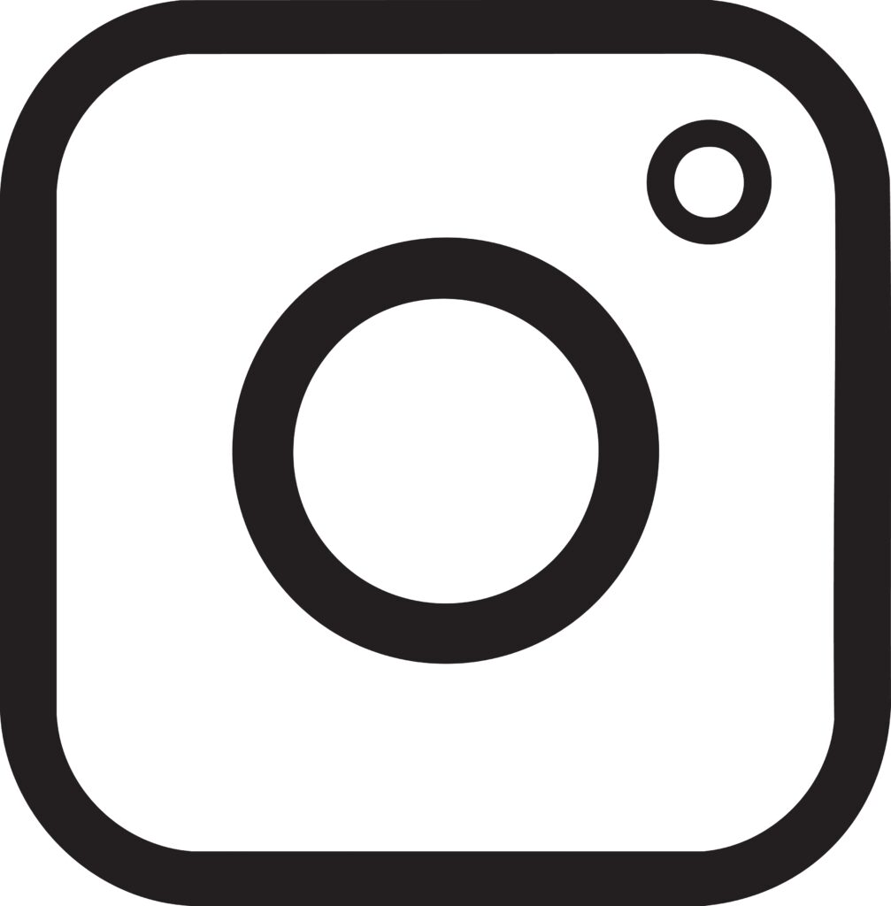 Instagram logo icon in white on a black background isolated on transparent background
