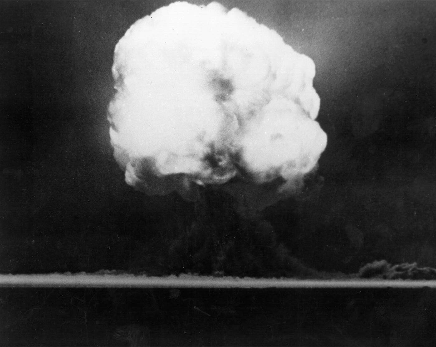 Fireball from the first nuclear weapons test at Trinity Site in New Mexico on July 16, 1945