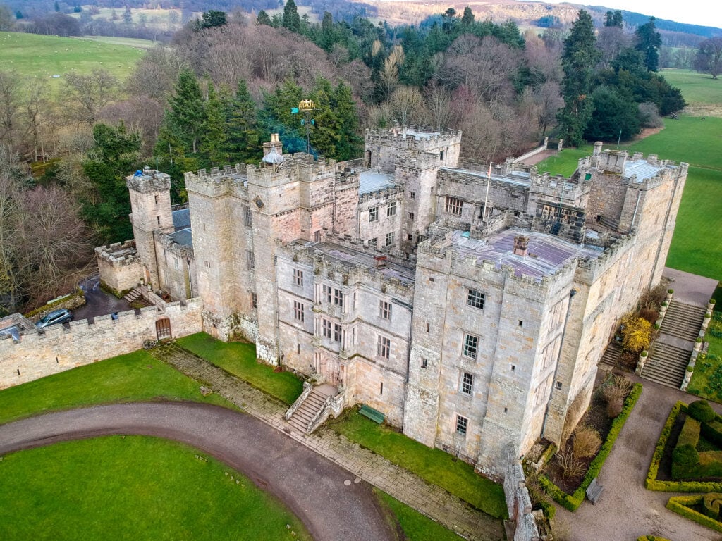 Chillingham Castle Northumberland drone aerial